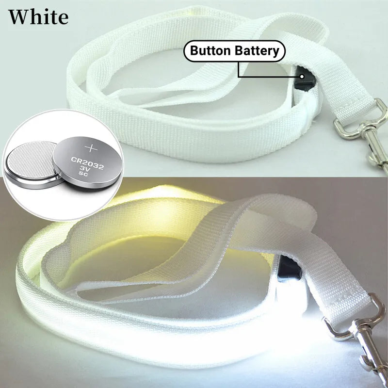 Glowing Led Dog Leash Usb Rechargeable Pet Dog Flashing Nylon Webbing Leashes- 3 Lighting Modes Keep Your Pets Safe In Darkness