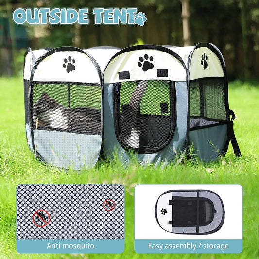 Foldable Cat Tent Pet Cage Fence Dog Playpen Outdoor Pet House For Small Large Dog Cat Kennel Portable Puppy Shelter