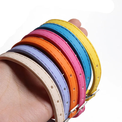 Macaron Color Cute Pet Cat Collar, Elastic Webbing Cat Collar Adjustable PU Color Small Collar with Bells for Puppies and Cats