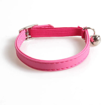 Macaron Color Cute Pet Cat Collar, Elastic Webbing Cat Collar Adjustable PU Color Small Collar with Bells for Puppies and Cats